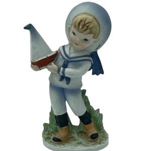 Vintage Lefton Little Sailor Boy Boat Figurine Collectibles Home Décor Display